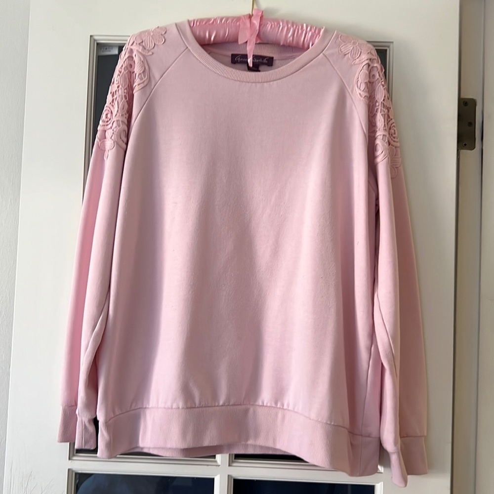 Pink lace embellished sweatshirt